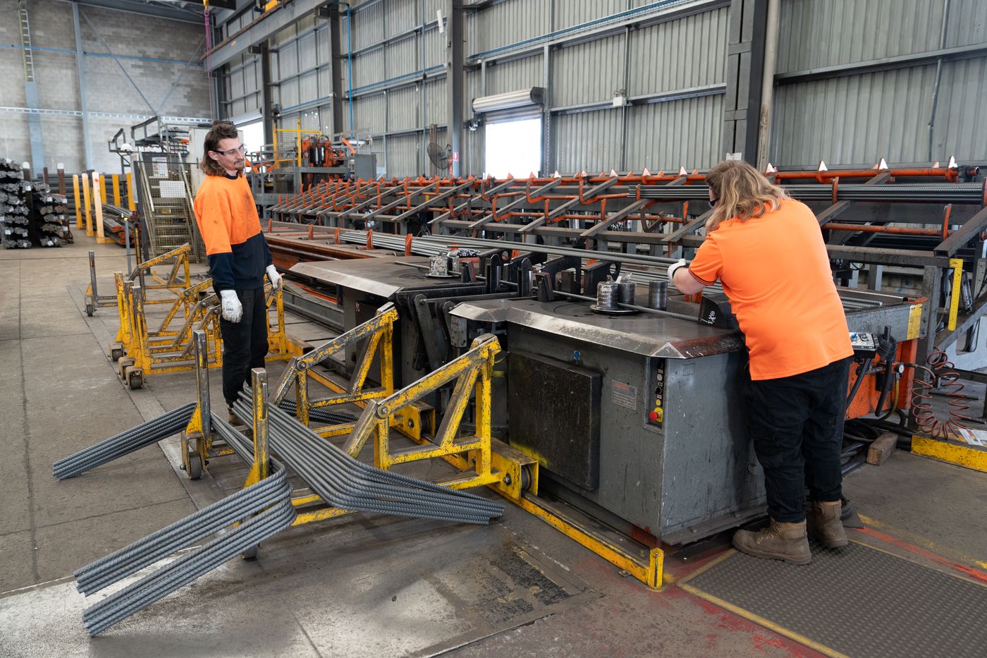 Bar bending line in operation