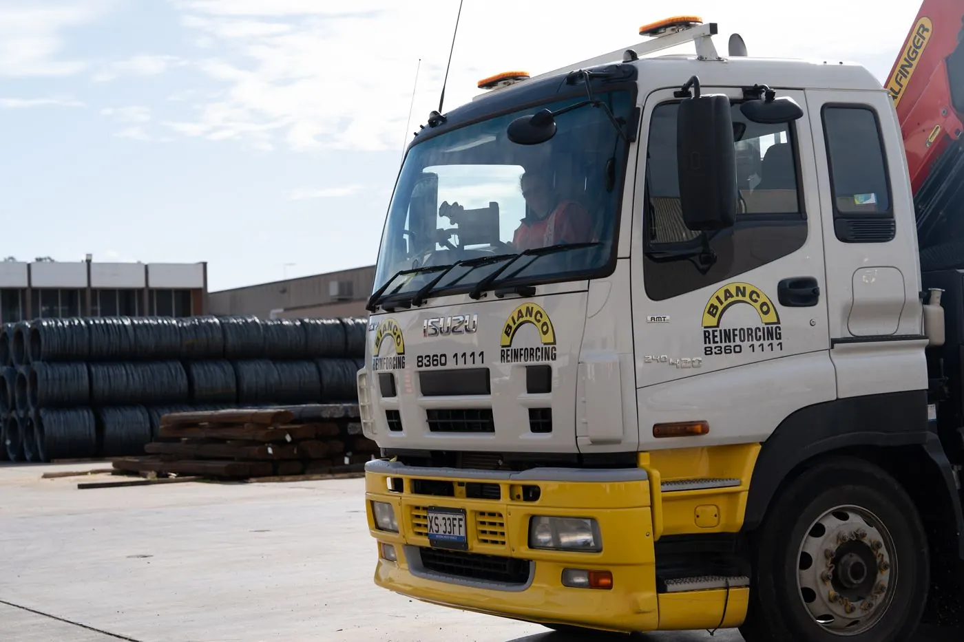 Bianco Reinforcing crane truck in the yard